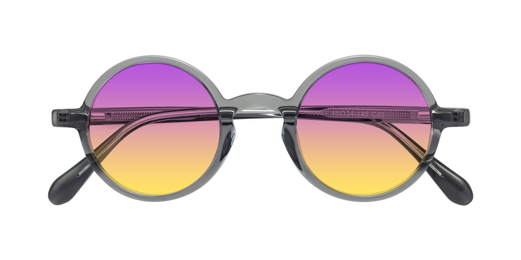 Folded Front of Juno in Transparent Gray with Purple / Yellow Gradient Lenses