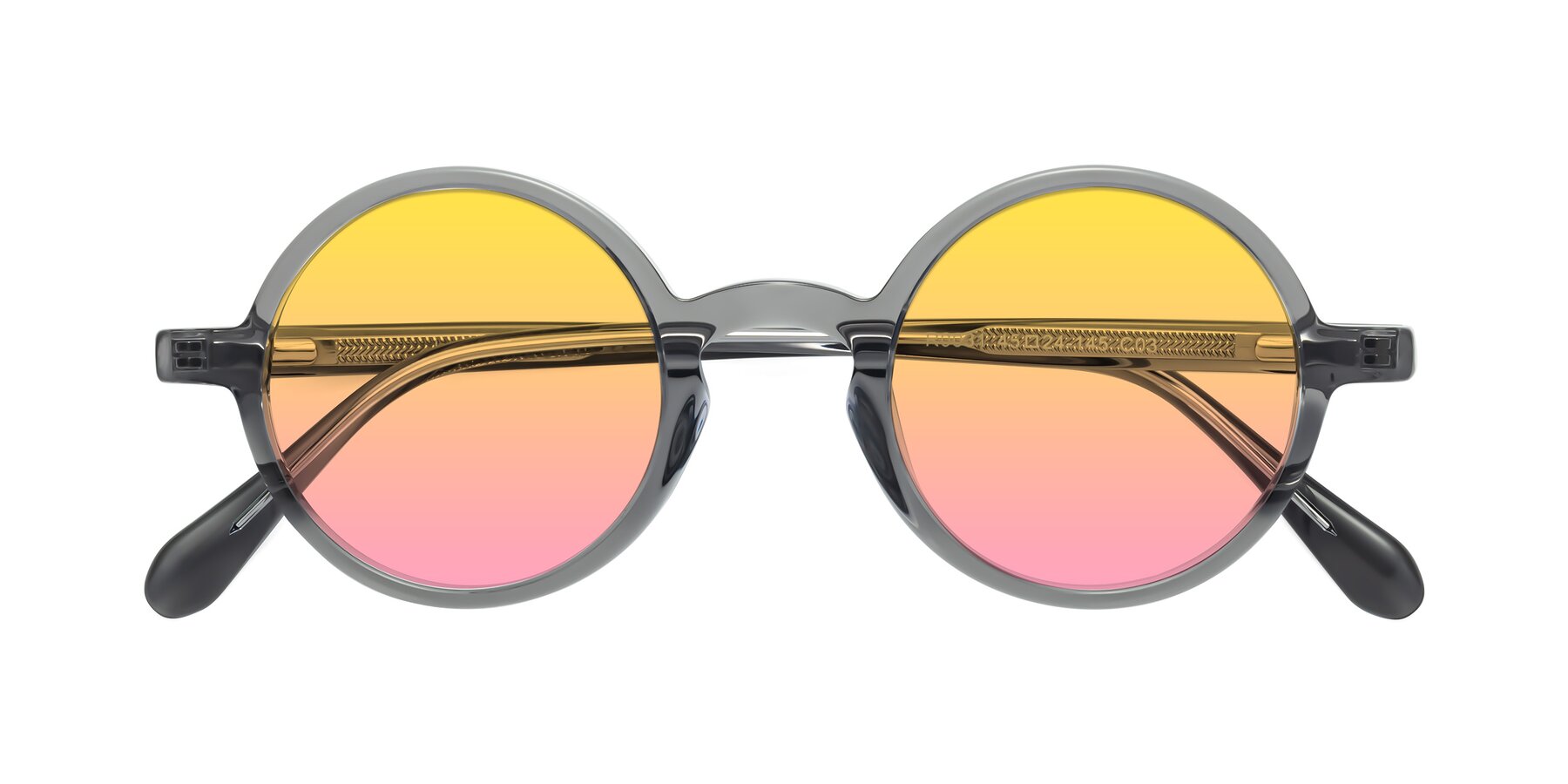 Folded Front of Juno in Transparent Gray with Yellow / Pink Gradient Lenses