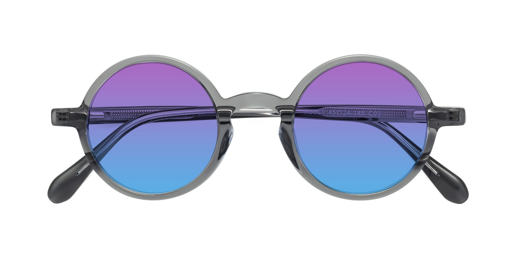 Folded Front of Juno in Transparent Gray with Purple / Blue Gradient Lenses