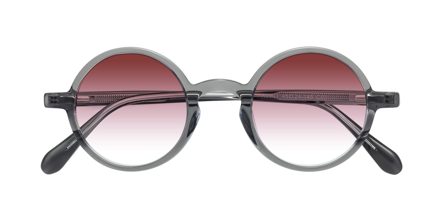 Folded Front of Juno in Transparent Gray with Garnet Gradient Lenses