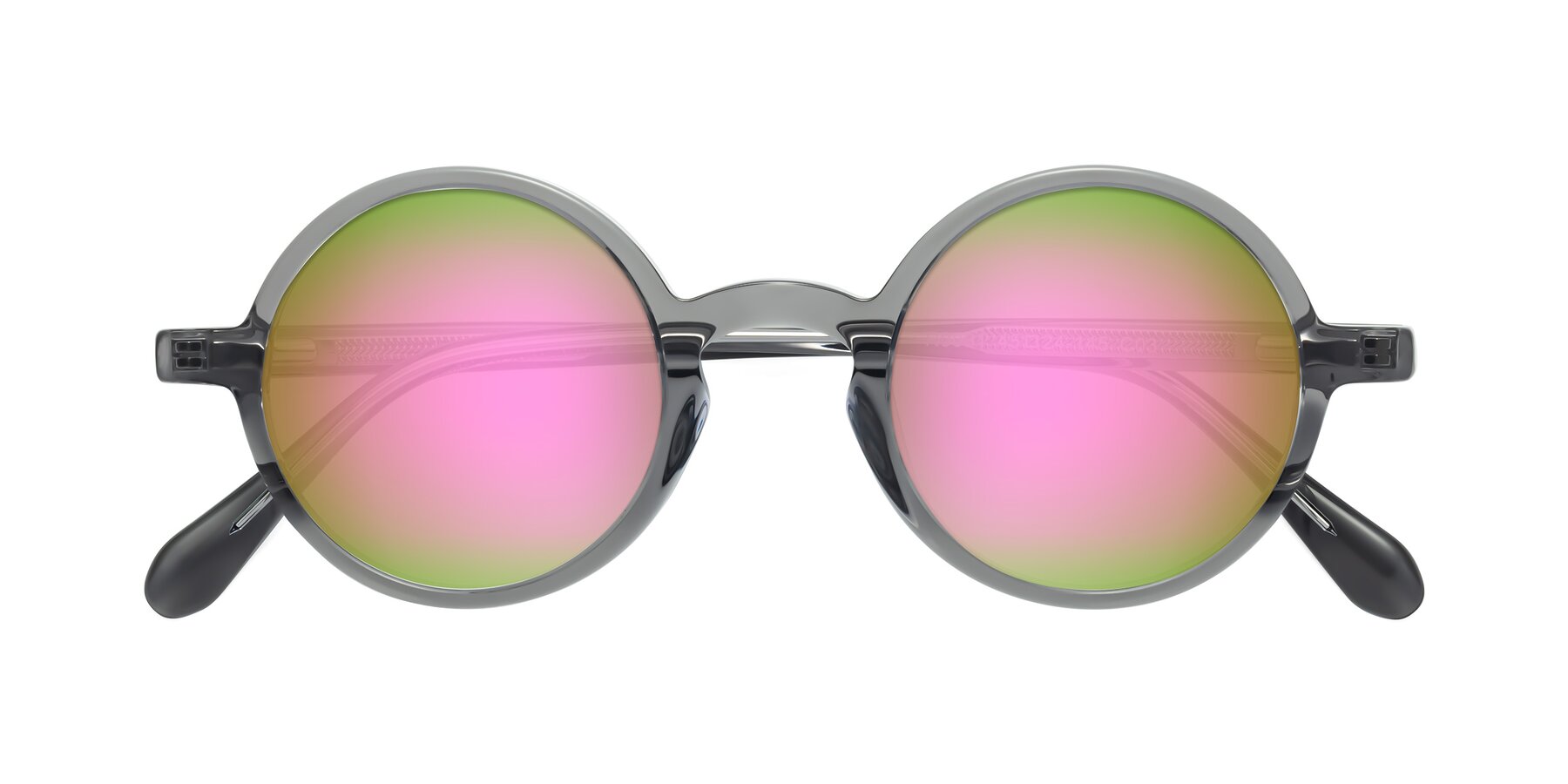 Folded Front of Juno in Transparent Gray with Pink Mirrored Lenses