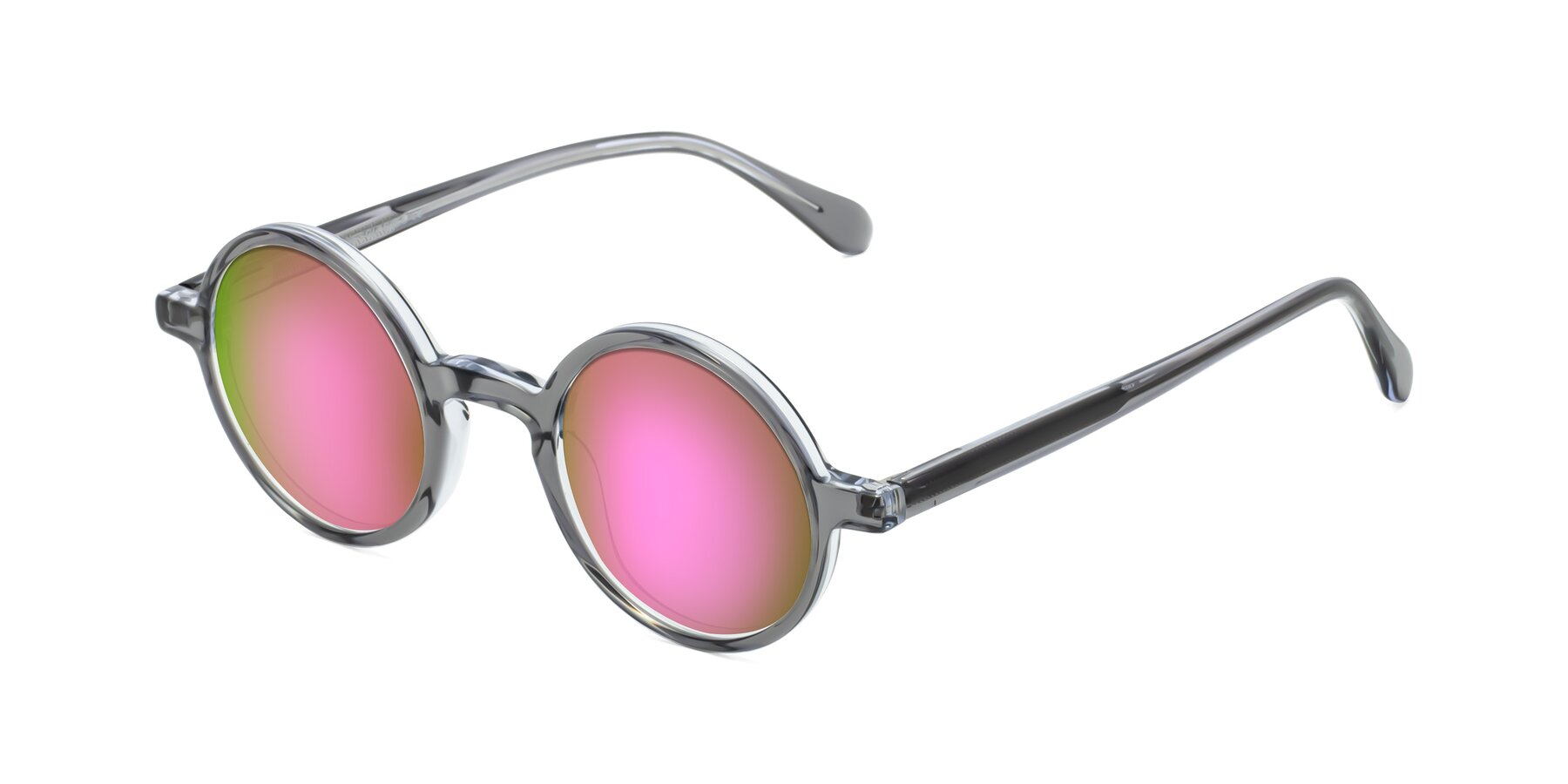 Angle of Juno in Transparent Gray with Pink Mirrored Lenses