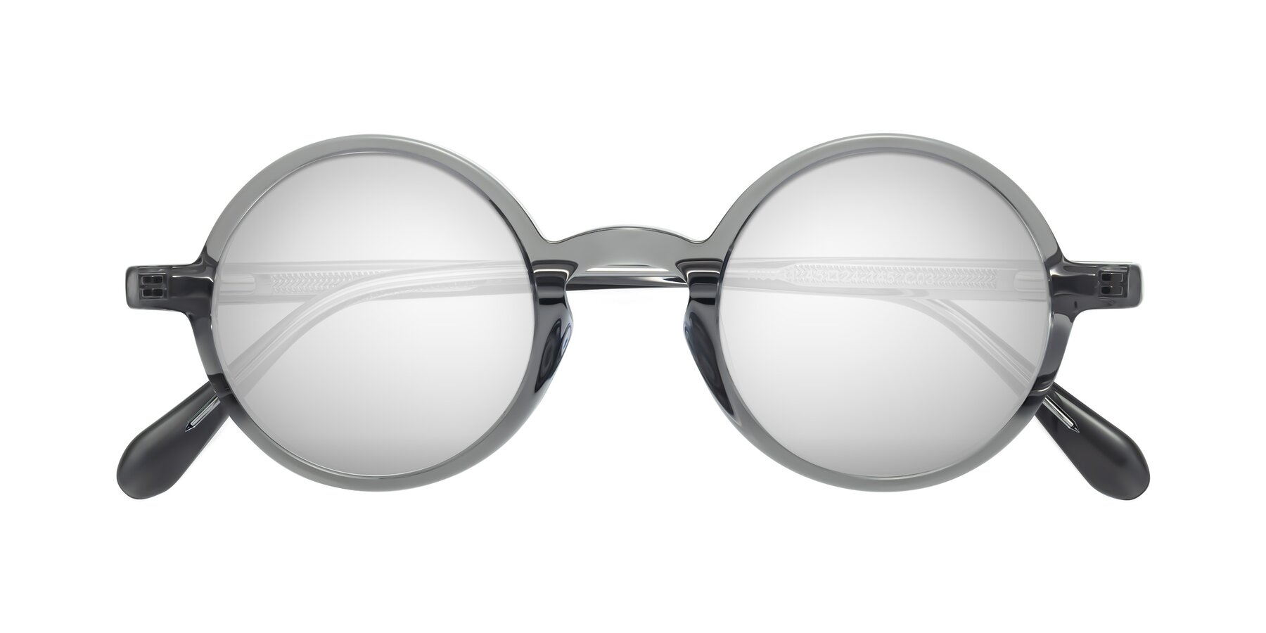 Folded Front of Juno in Transparent Gray with Silver Mirrored Lenses