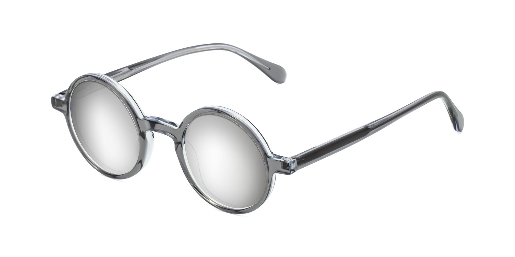 Angle of Juno in Transparent Gray with Silver Mirrored Lenses