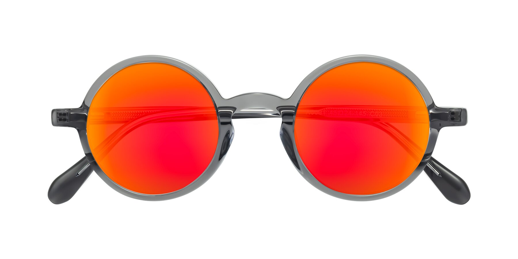 Folded Front of Juno in Transparent Gray with Red Gold Mirrored Lenses