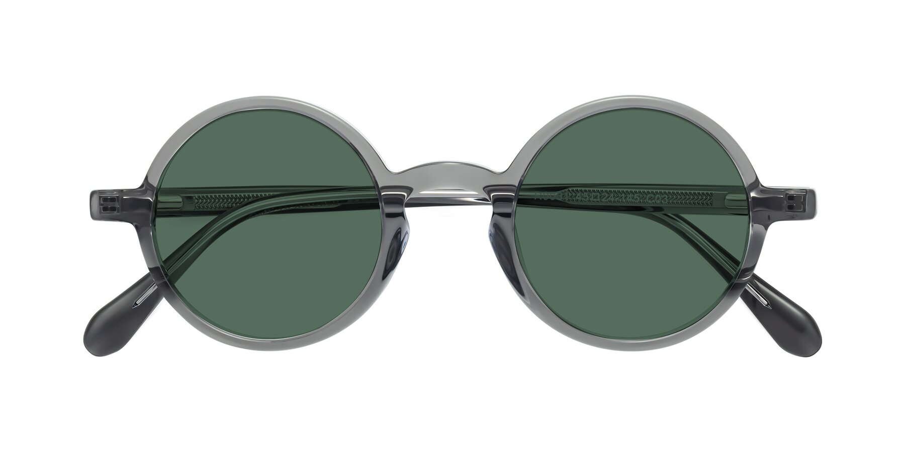 Folded Front of Juno in Transparent Gray with Green Polarized Lenses