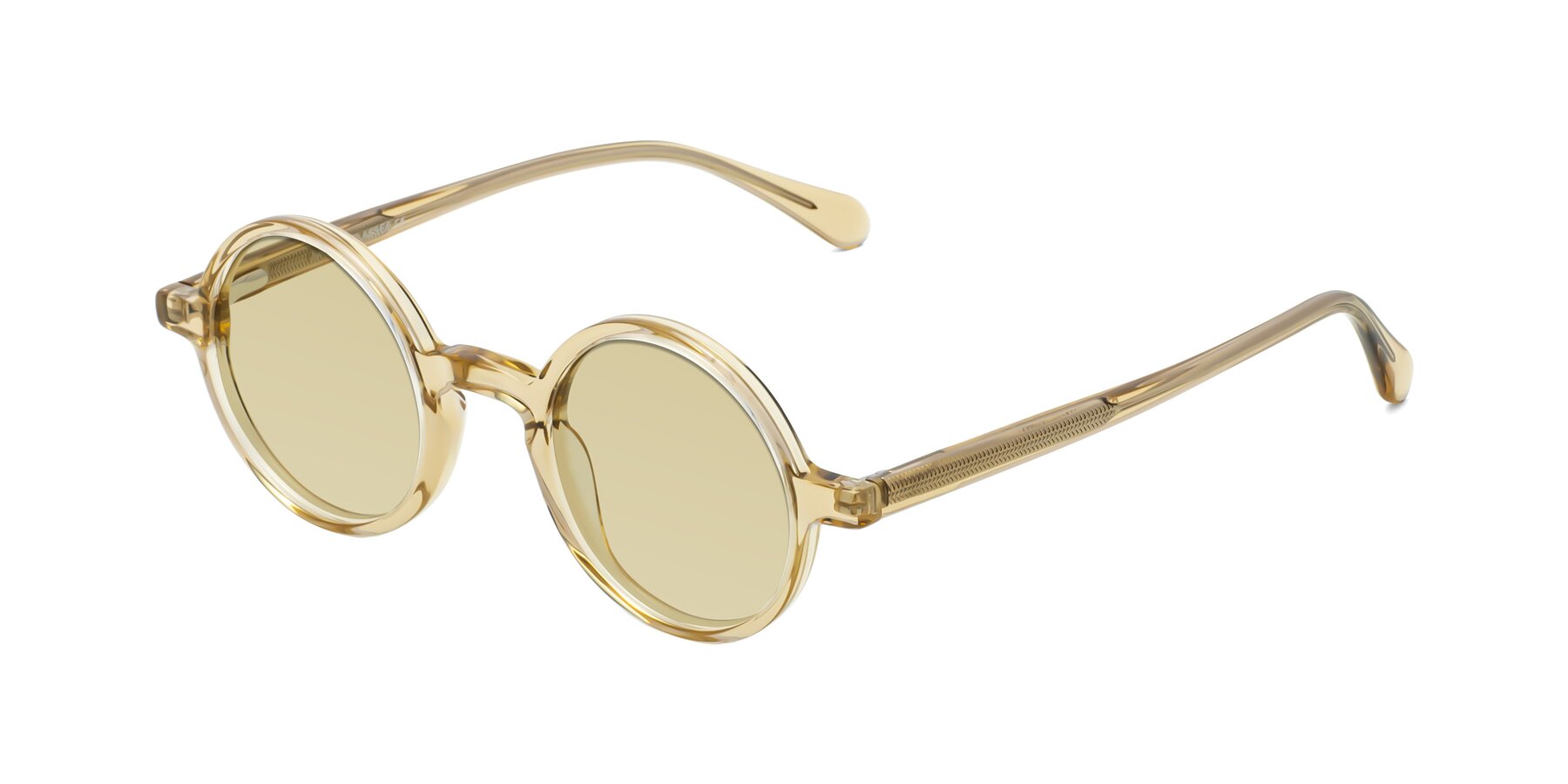 Angle of Juno in Amber with Light Champagne Tinted Lenses
