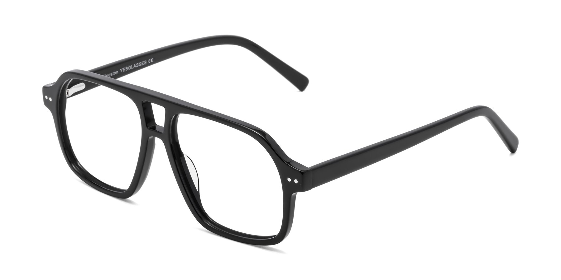 Angle of Kingston in Black with Clear Reading Eyeglass Lenses