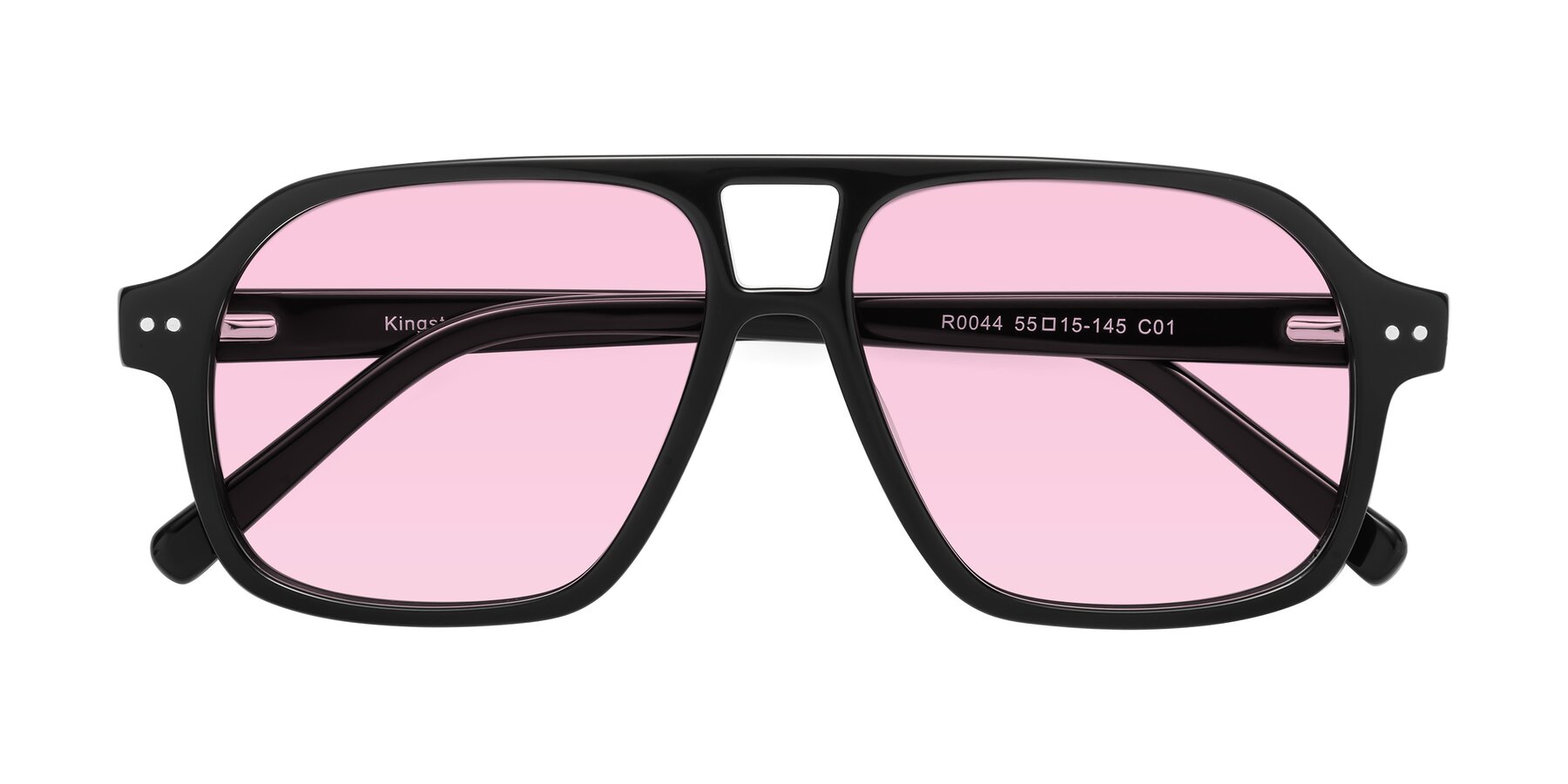 Folded Front of Kingston in Black with Light Pink Tinted Lenses
