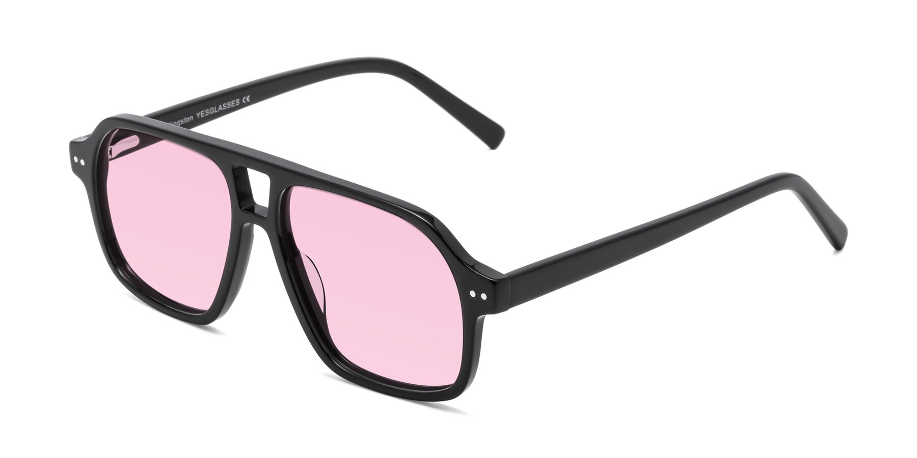 Angle of Kingston in Black with Light Pink Tinted Lenses