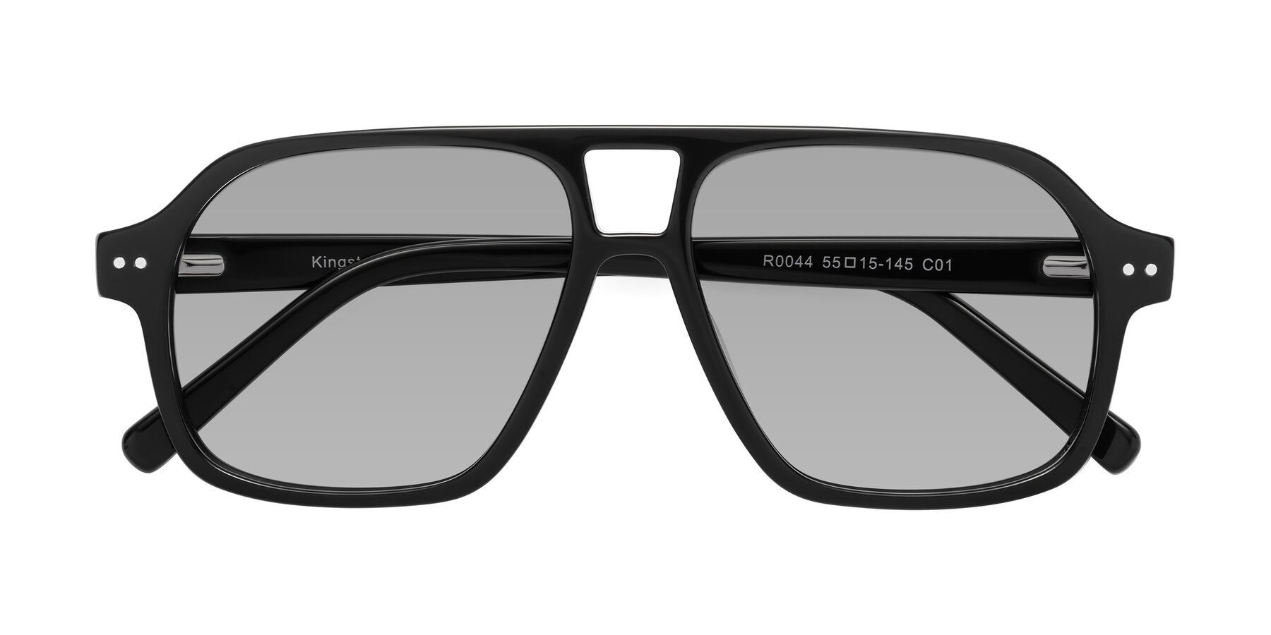 Folded Front of Kingston in Black with Light Gray Tinted Lenses