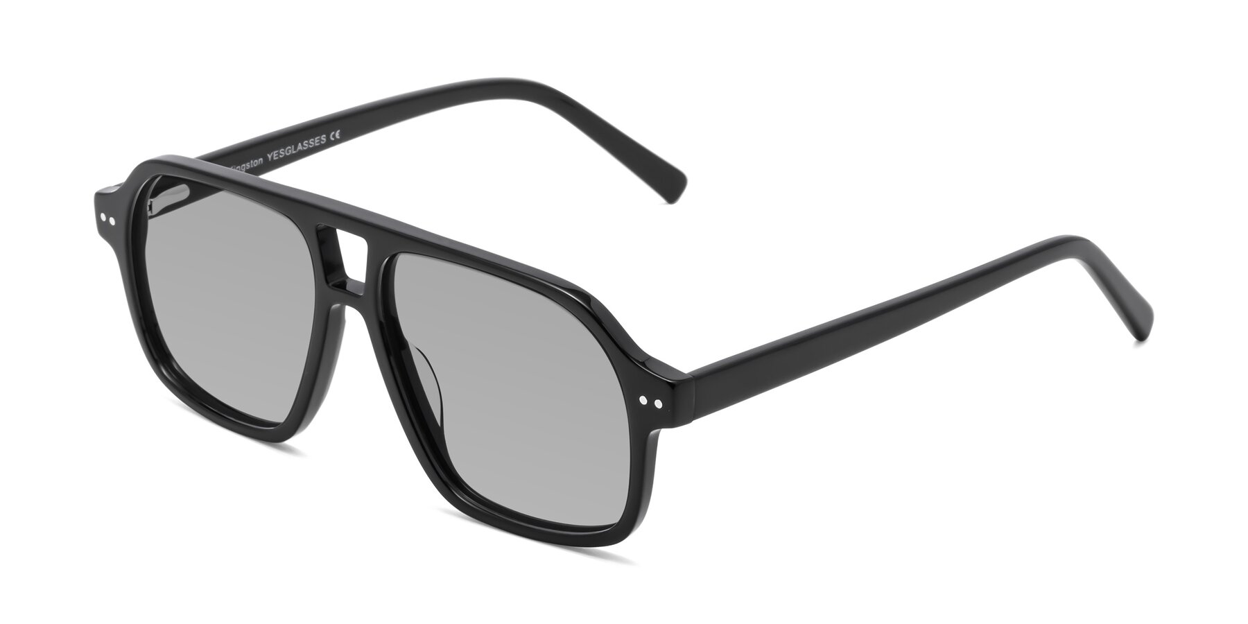 Angle of Kingston in Black with Light Gray Tinted Lenses