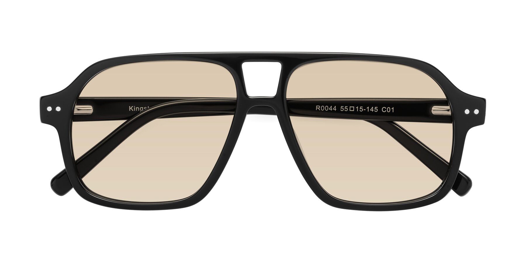 Folded Front of Kingston in Black with Light Brown Tinted Lenses