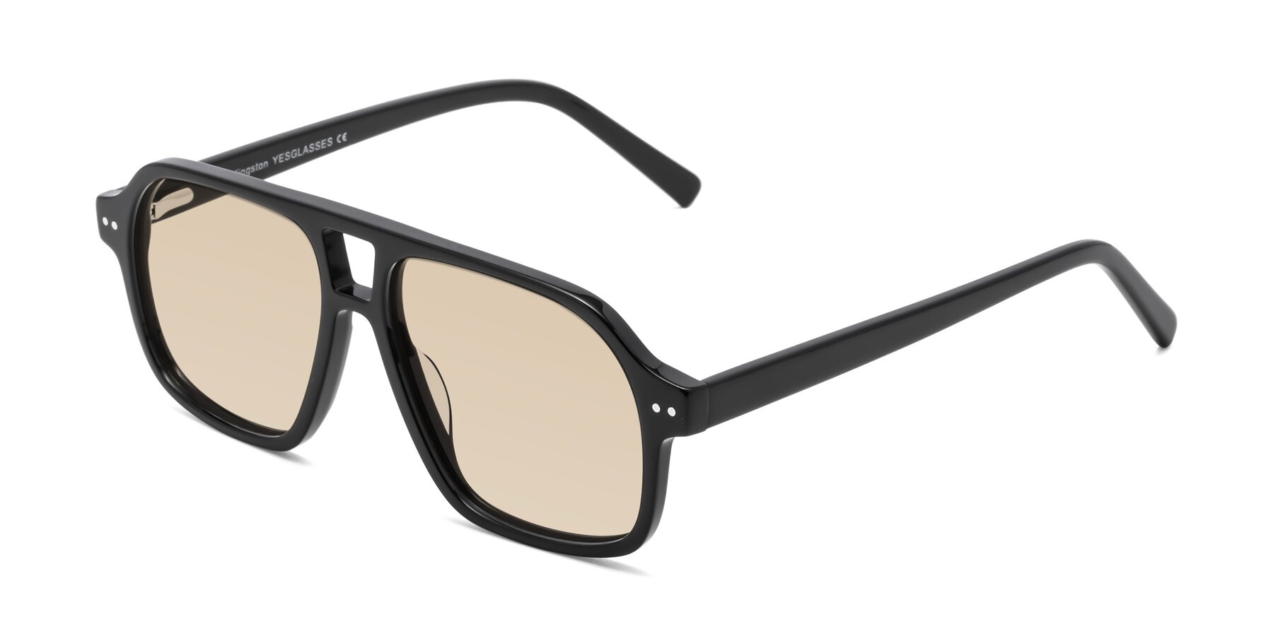 Angle of Kingston in Black with Light Brown Tinted Lenses