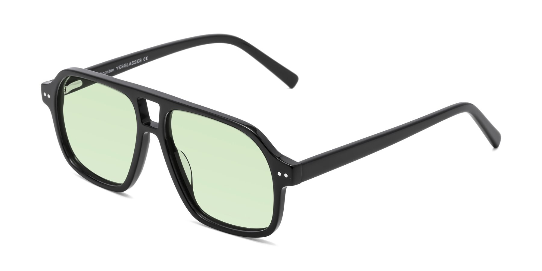 Angle of Kingston in Black with Light Green Tinted Lenses