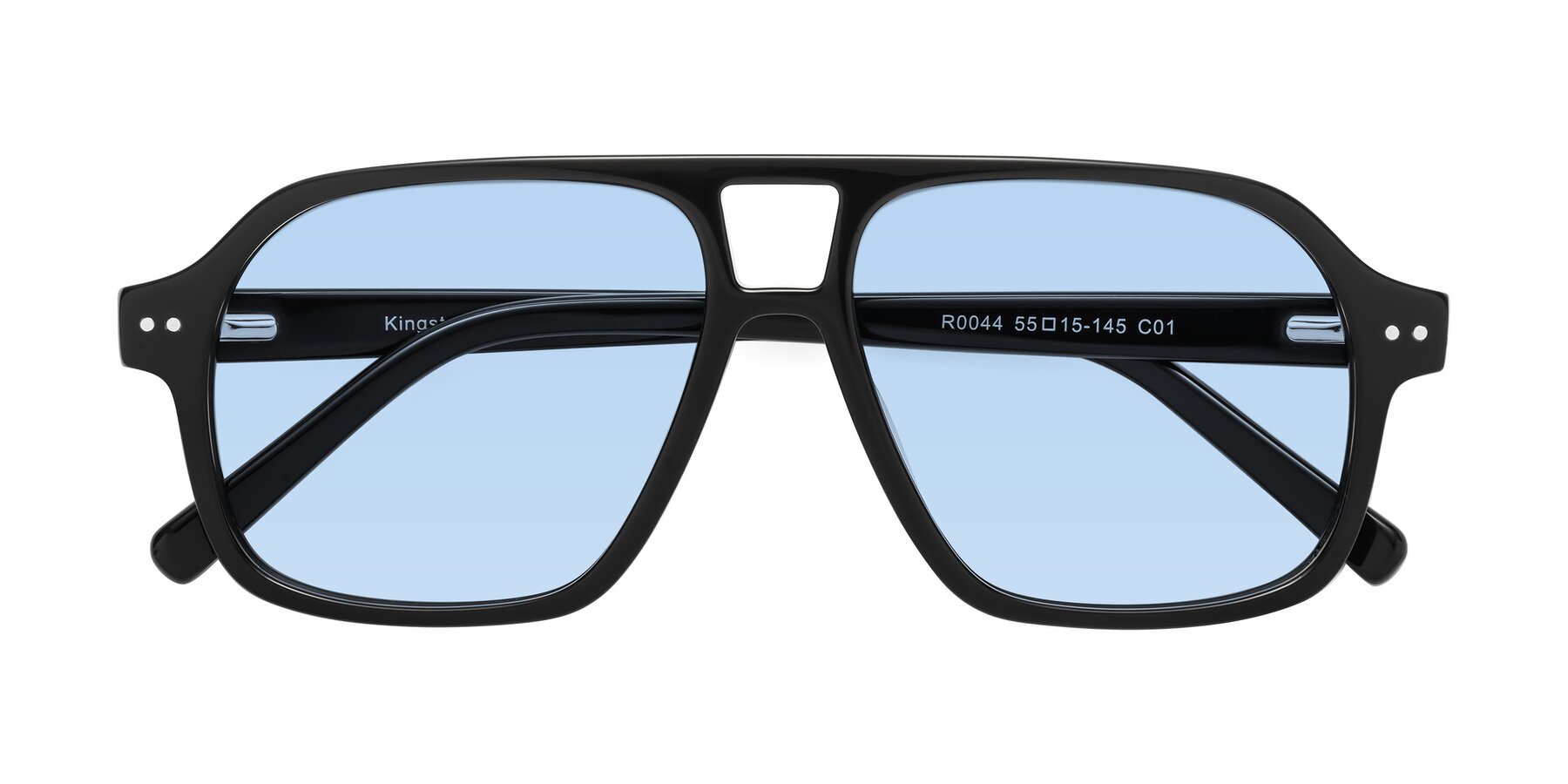 Folded Front of Kingston in Black with Light Blue Tinted Lenses