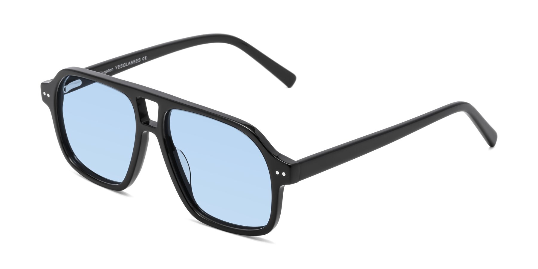 Angle of Kingston in Black with Light Blue Tinted Lenses