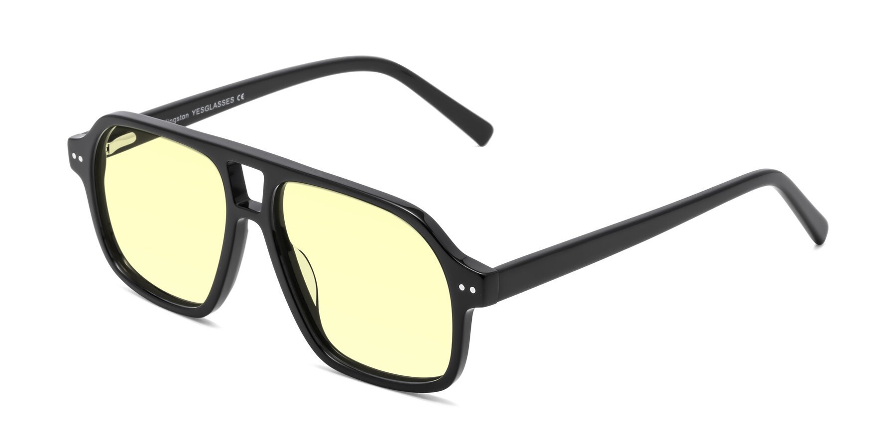 Angle of Kingston in Black with Light Yellow Tinted Lenses