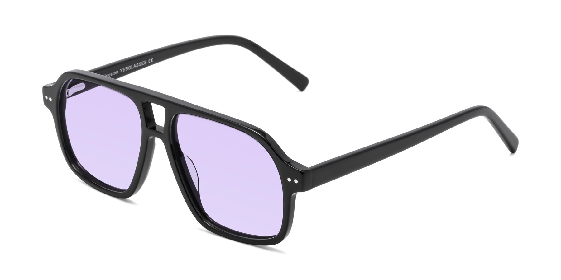Angle of Kingston in Black with Light Purple Tinted Lenses