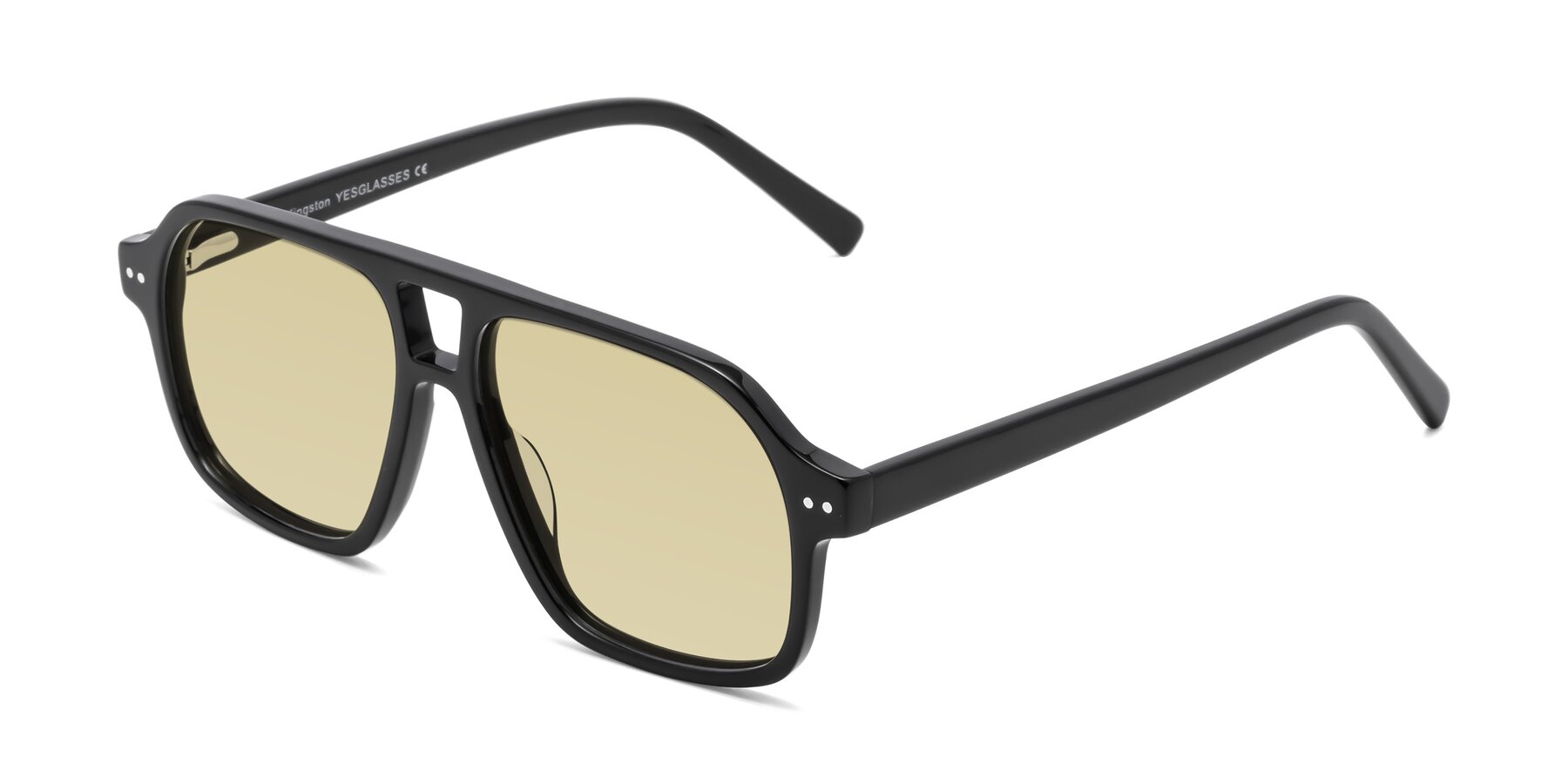 Angle of Kingston in Black with Light Champagne Tinted Lenses