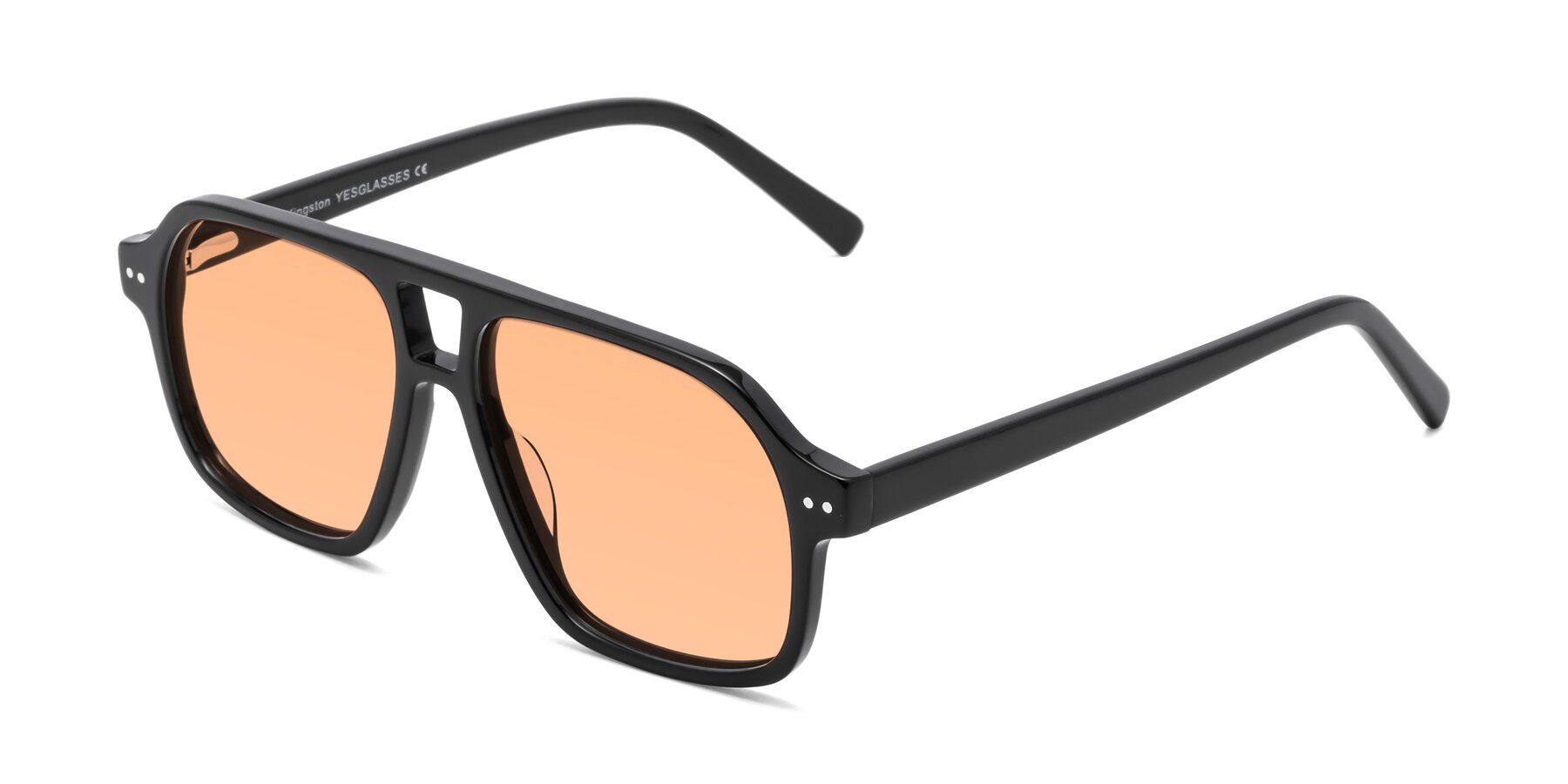 Angle of Kingston in Black with Light Orange Tinted Lenses