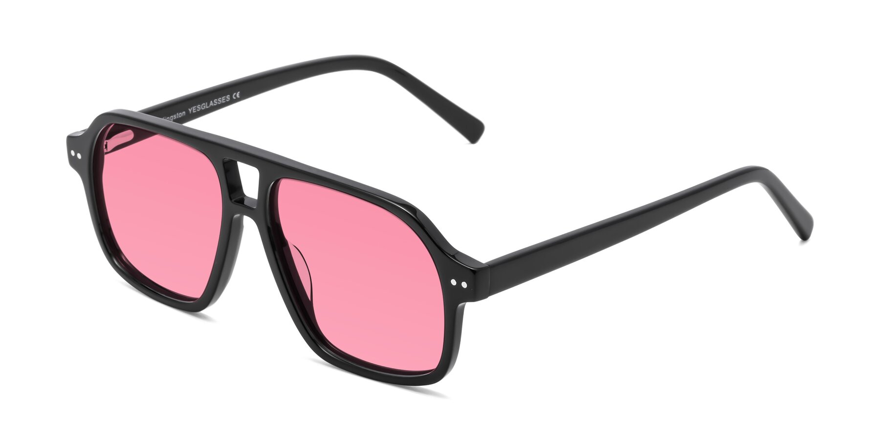 Angle of Kingston in Black with Pink Tinted Lenses