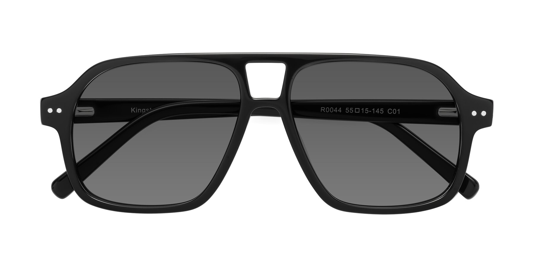 Folded Front of Kingston in Black with Medium Gray Tinted Lenses