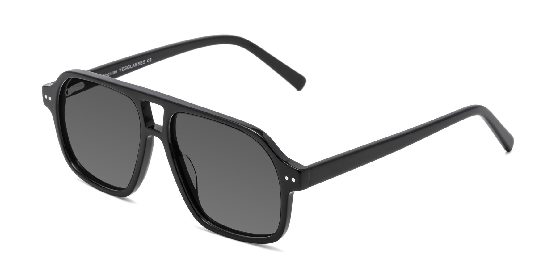 Angle of Kingston in Black with Medium Gray Tinted Lenses