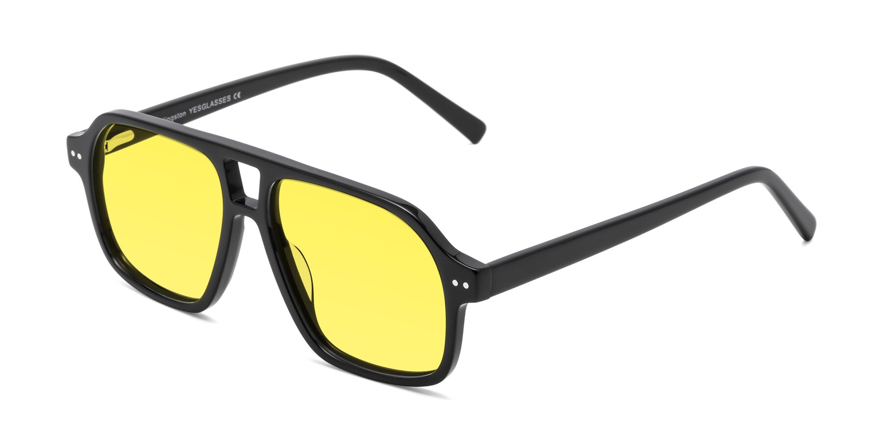 Angle of Kingston in Black with Medium Yellow Tinted Lenses