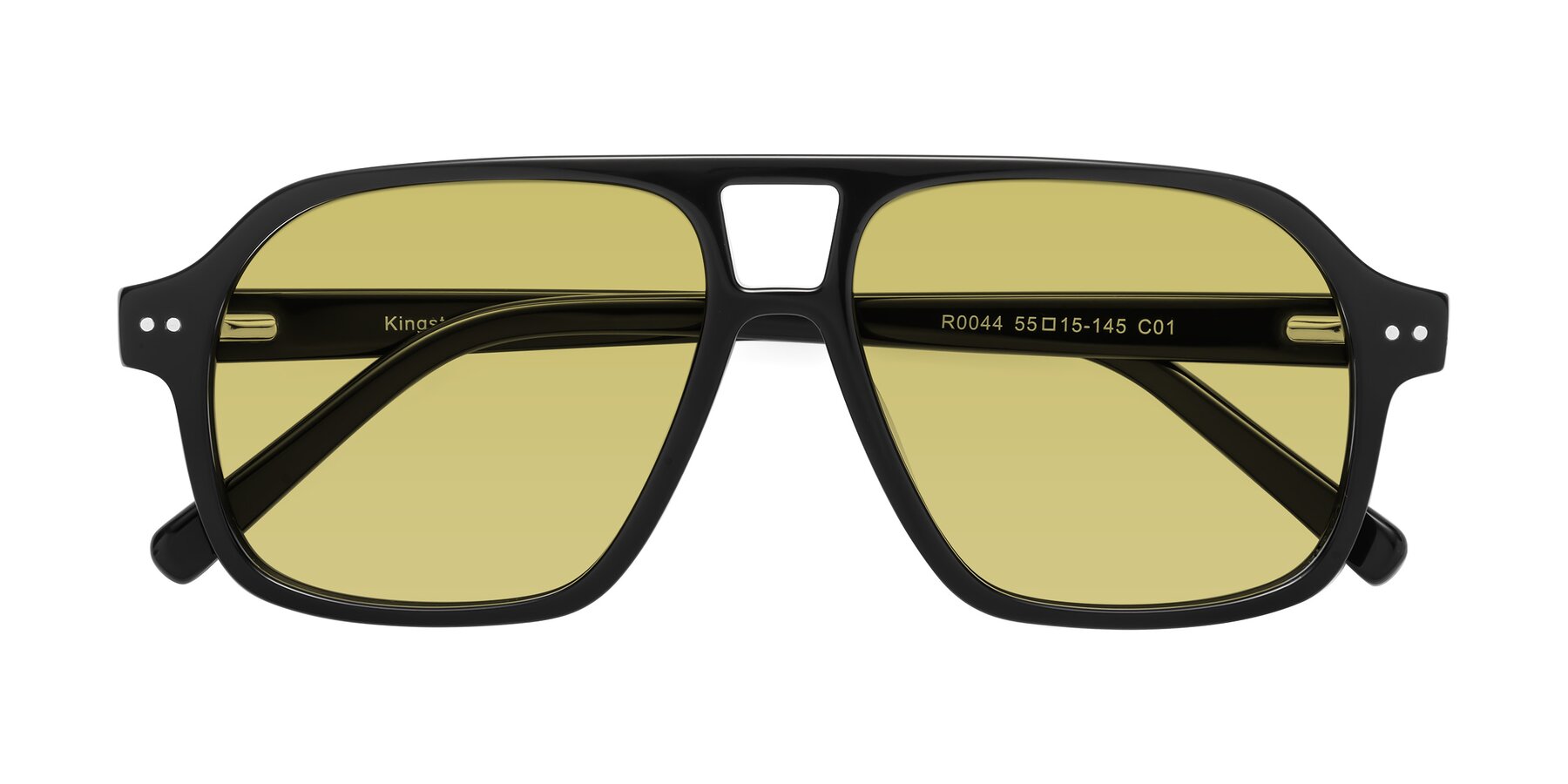 Folded Front of Kingston in Black with Medium Champagne Tinted Lenses