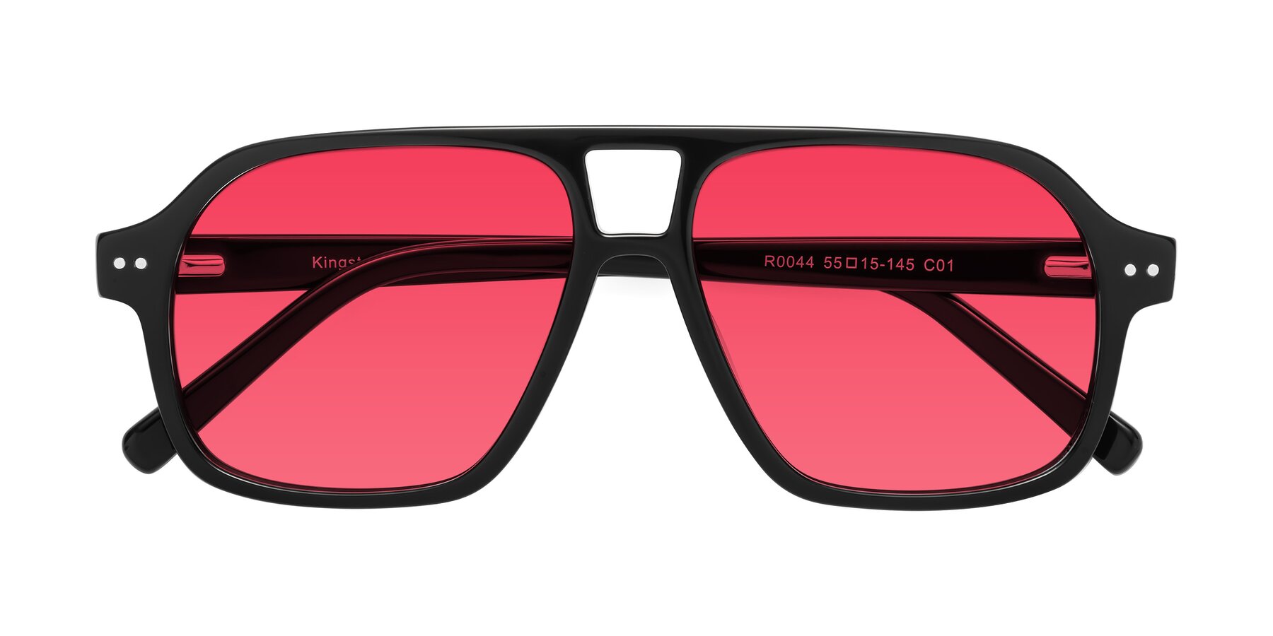 Folded Front of Kingston in Black with Red Tinted Lenses
