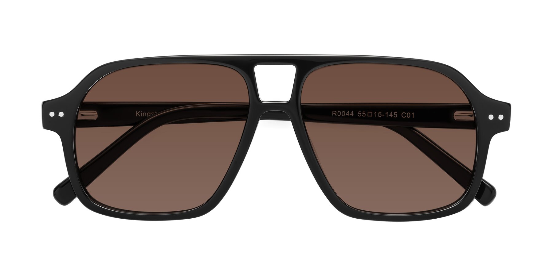 Folded Front of Kingston in Black with Brown Tinted Lenses