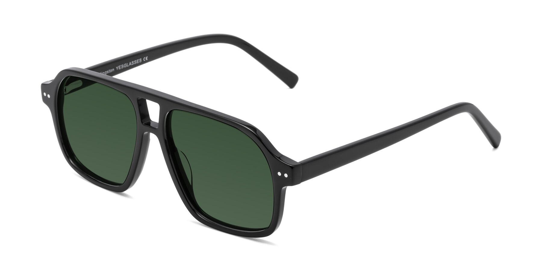 Angle of Kingston in Black with Green Tinted Lenses