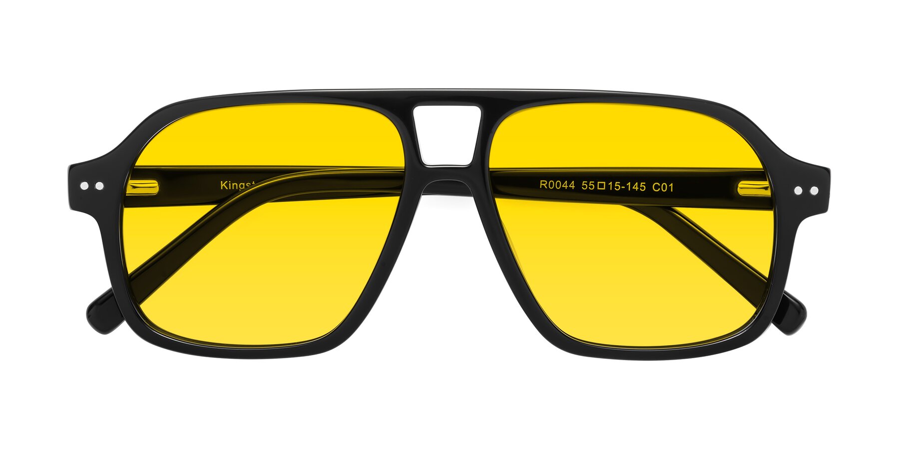 Folded Front of Kingston in Black with Yellow Tinted Lenses