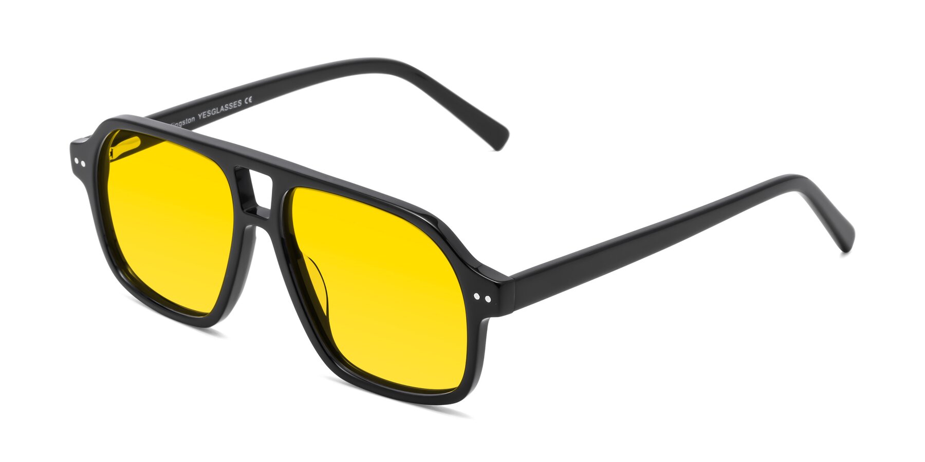 Angle of Kingston in Black with Yellow Tinted Lenses