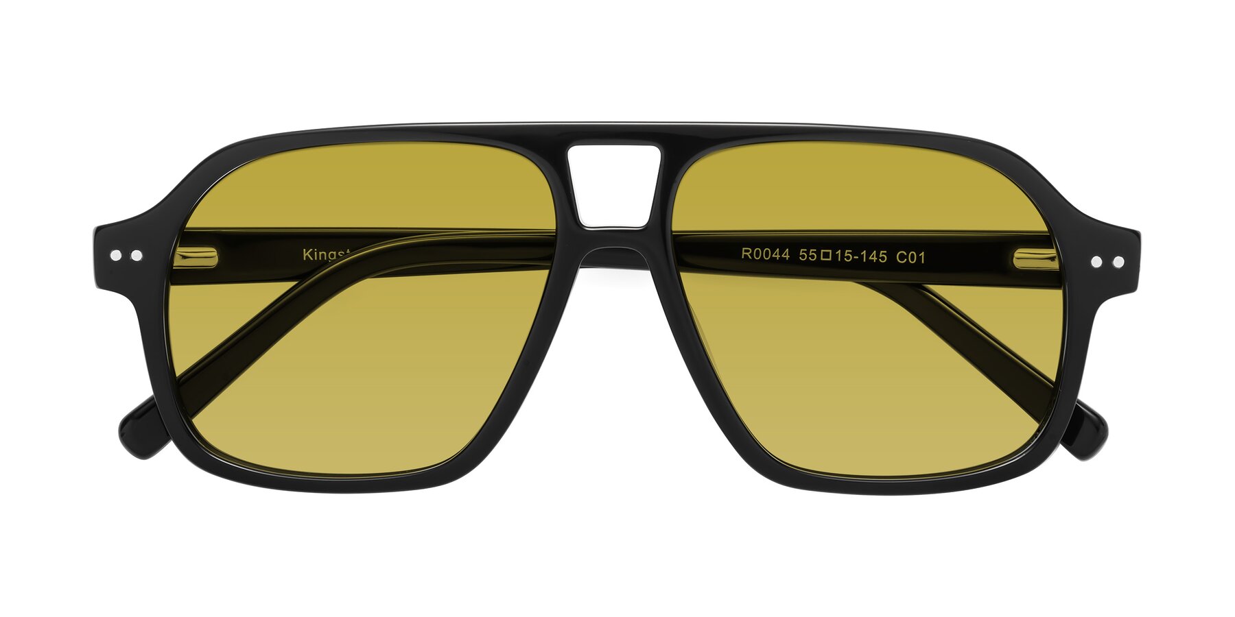 Folded Front of Kingston in Black with Champagne Tinted Lenses