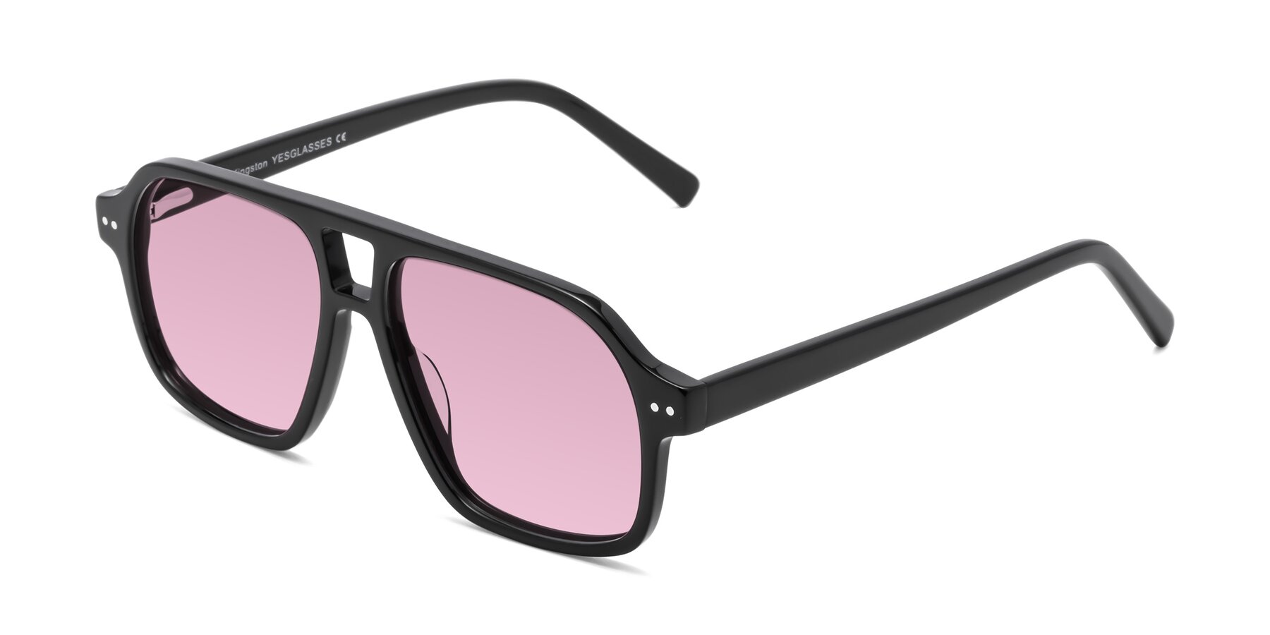 Angle of Kingston in Black with Light Wine Tinted Lenses