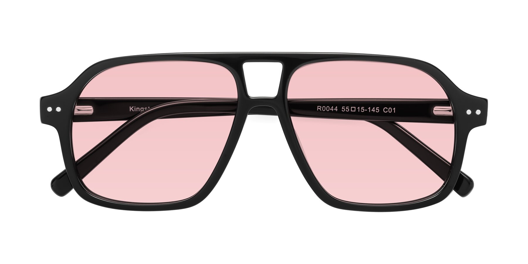 Folded Front of Kingston in Black with Light Garnet Tinted Lenses