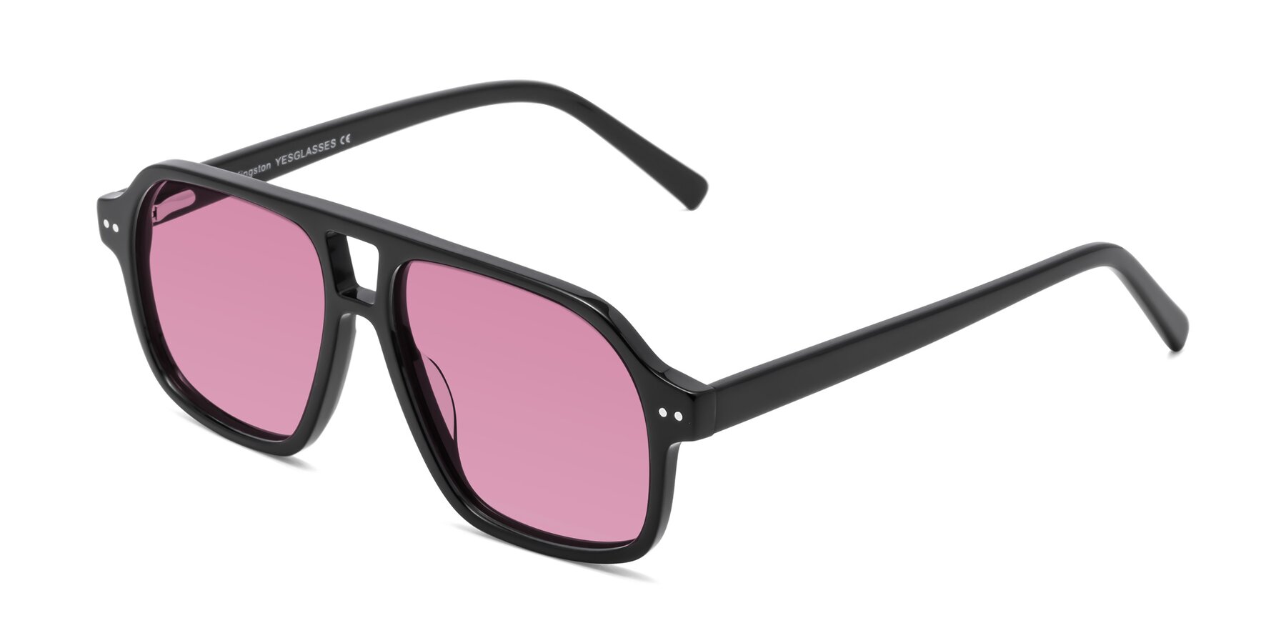 Angle of Kingston in Black with Medium Wine Tinted Lenses