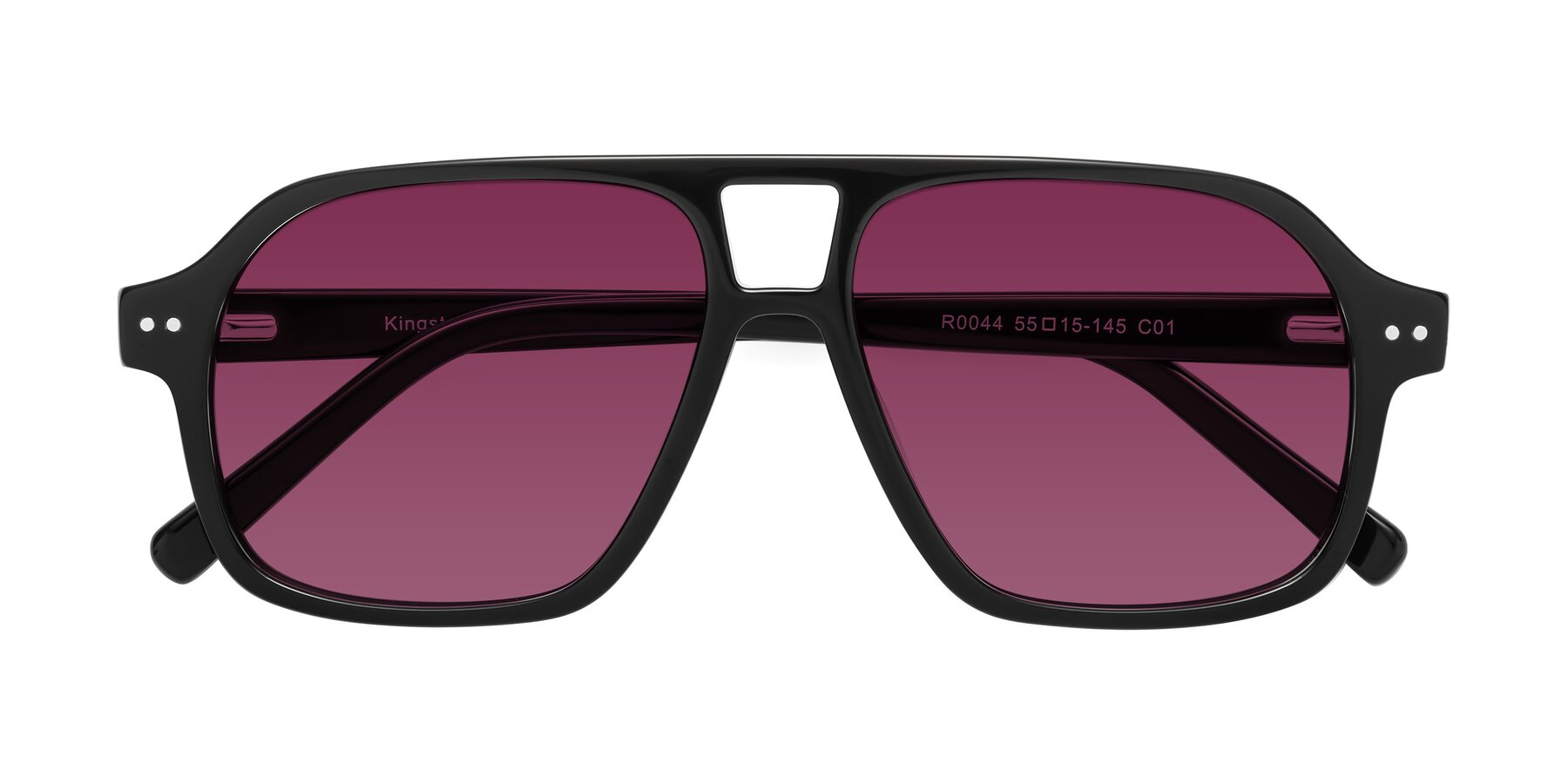 Folded Front of Kingston in Black with Wine Tinted Lenses