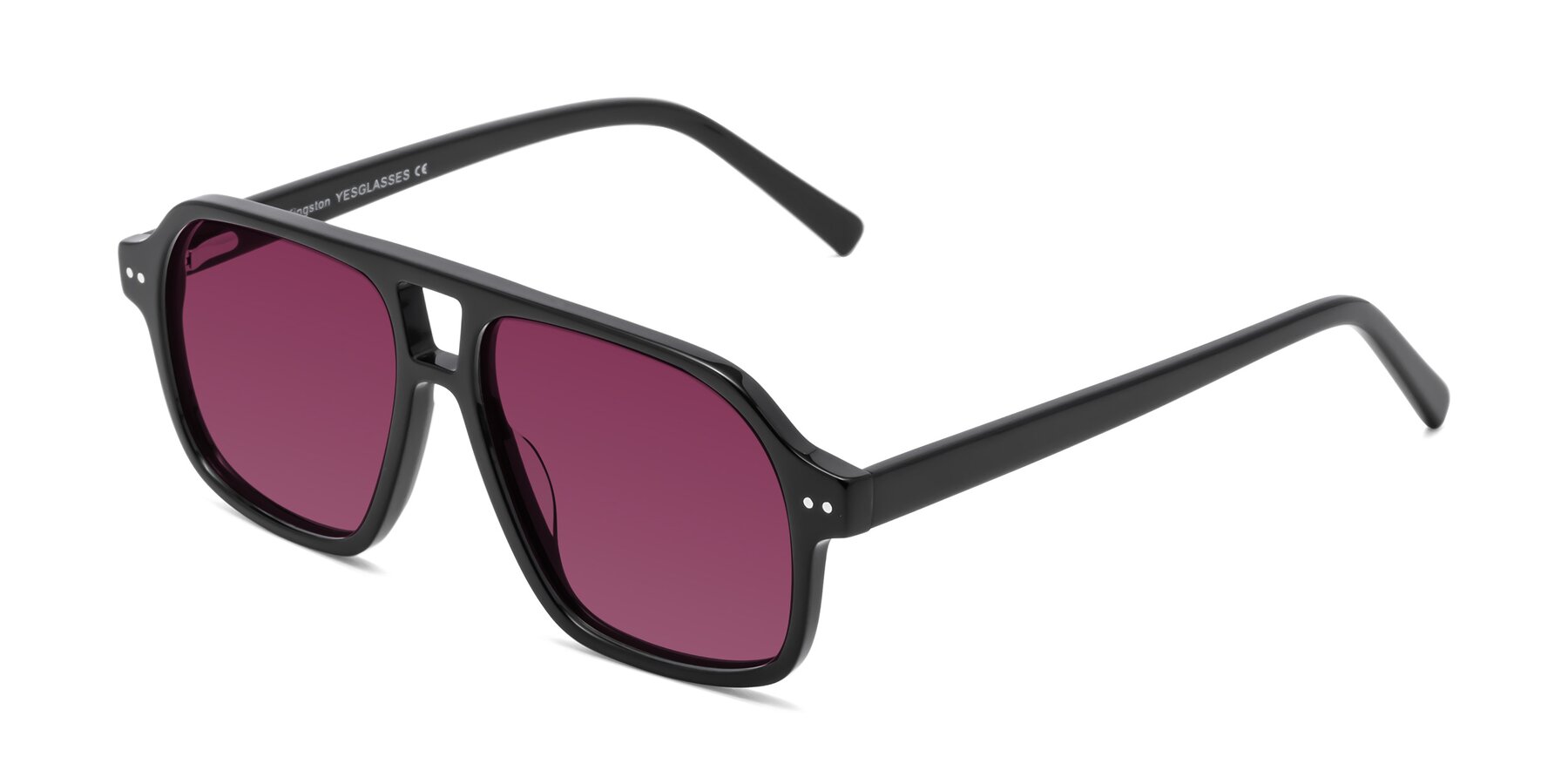 Angle of Kingston in Black with Wine Tinted Lenses