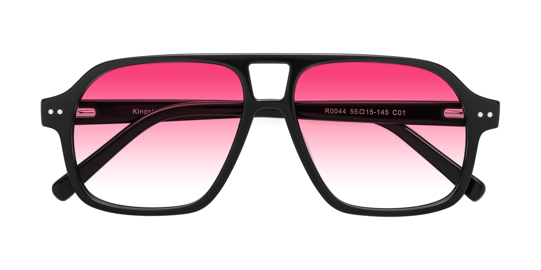 Folded Front of Kingston in Black with Pink Gradient Lenses