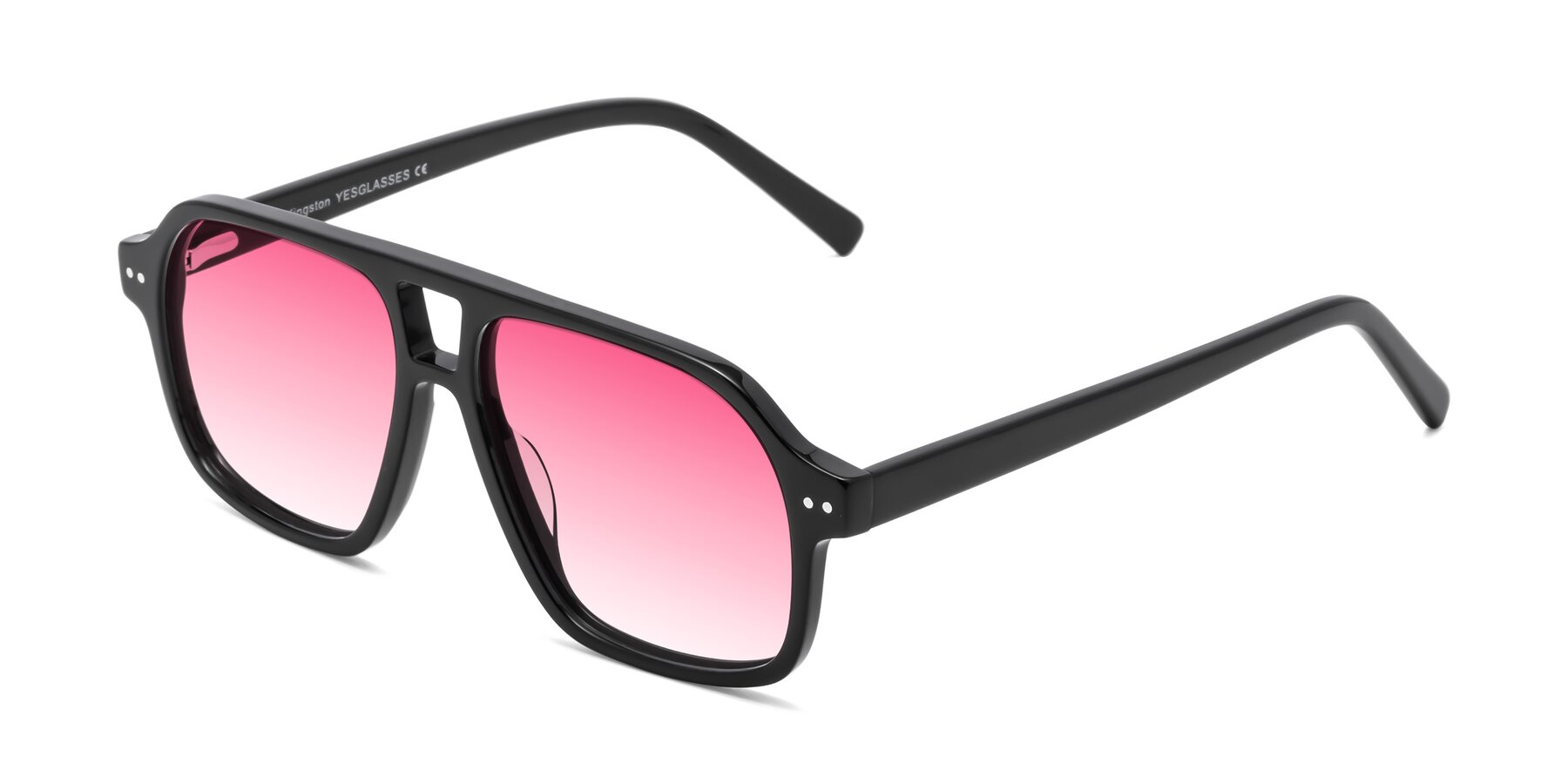 Angle of Kingston in Black with Pink Gradient Lenses