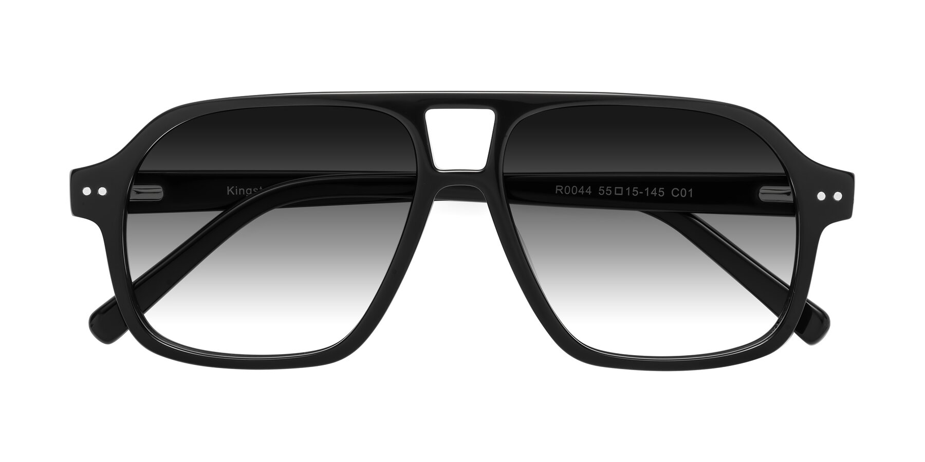 Folded Front of Kingston in Black with Gray Gradient Lenses