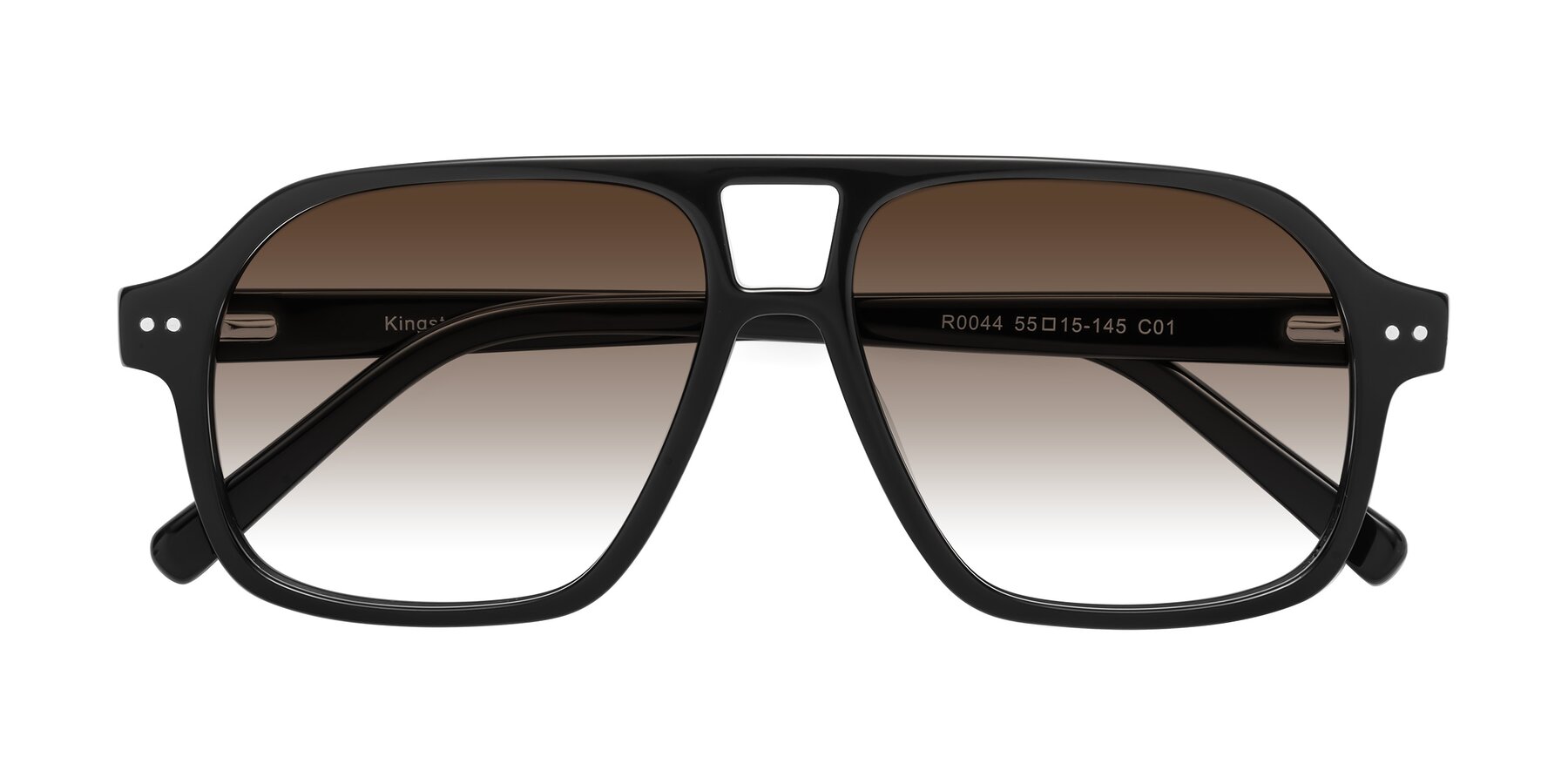 Folded Front of Kingston in Black with Brown Gradient Lenses