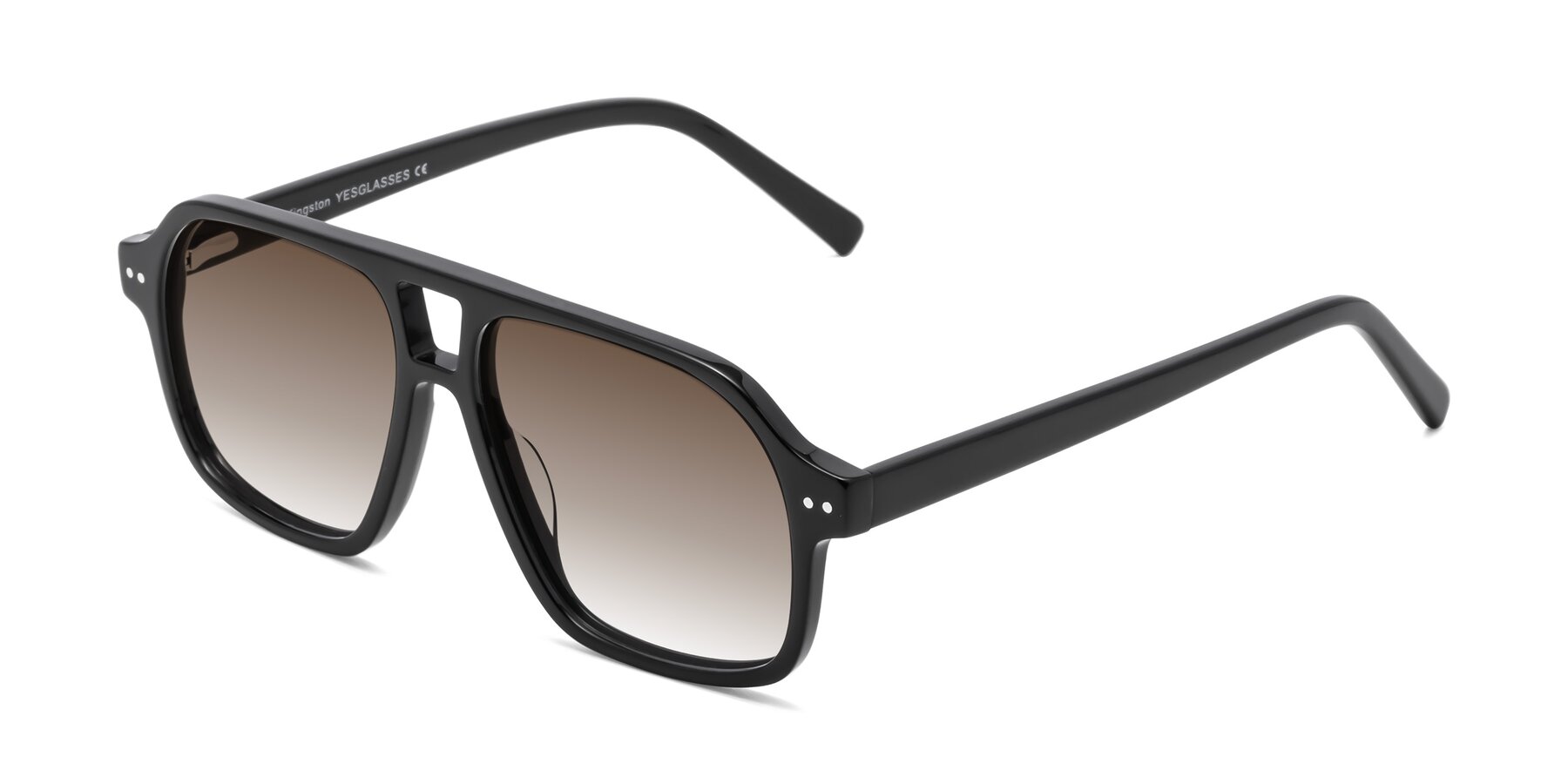 Angle of Kingston in Black with Brown Gradient Lenses
