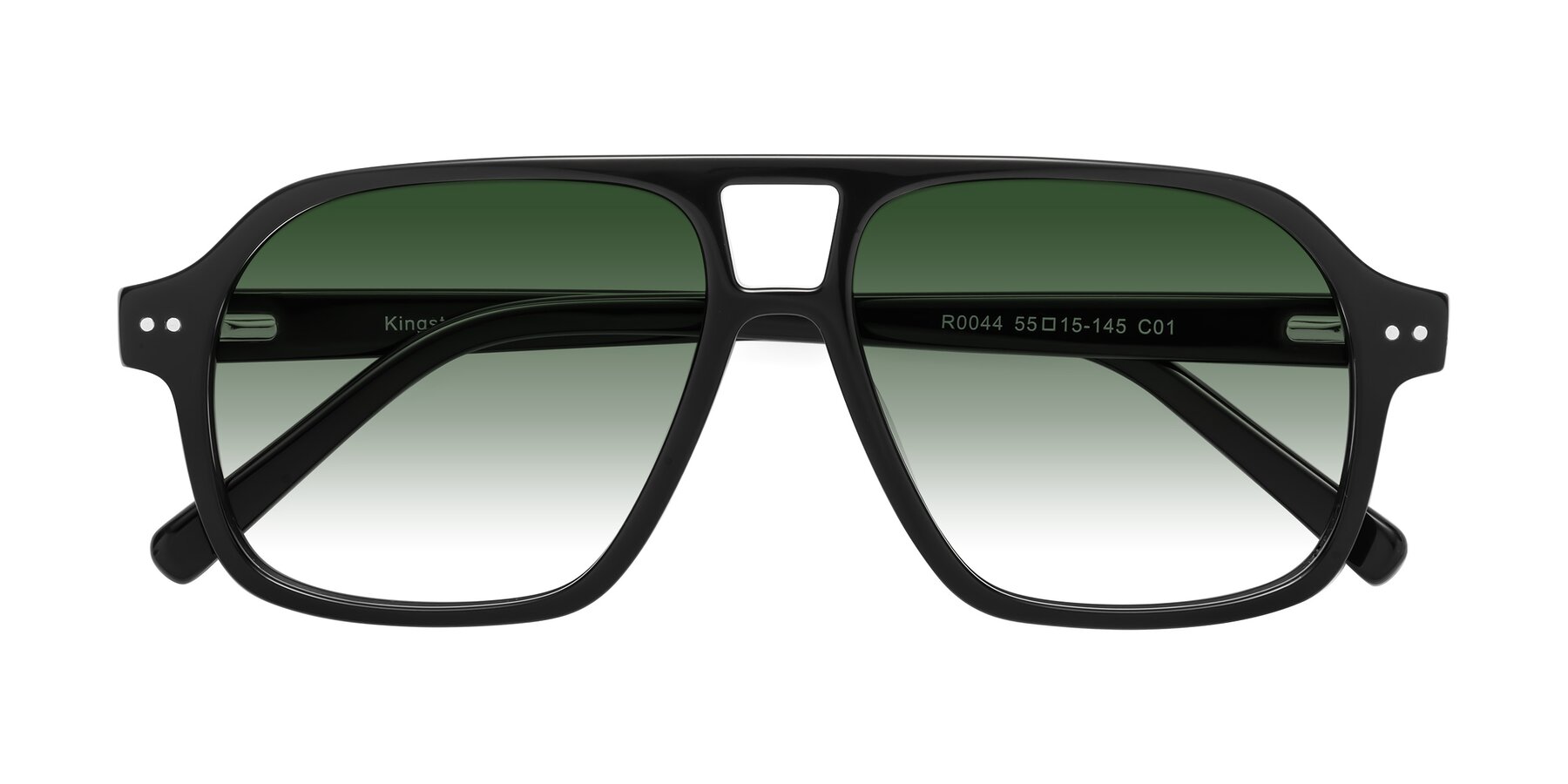 Folded Front of Kingston in Black with Green Gradient Lenses
