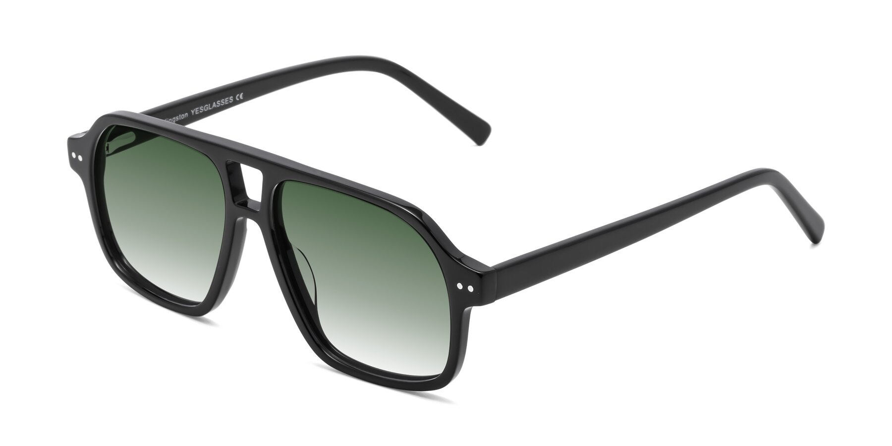 Angle of Kingston in Black with Green Gradient Lenses
