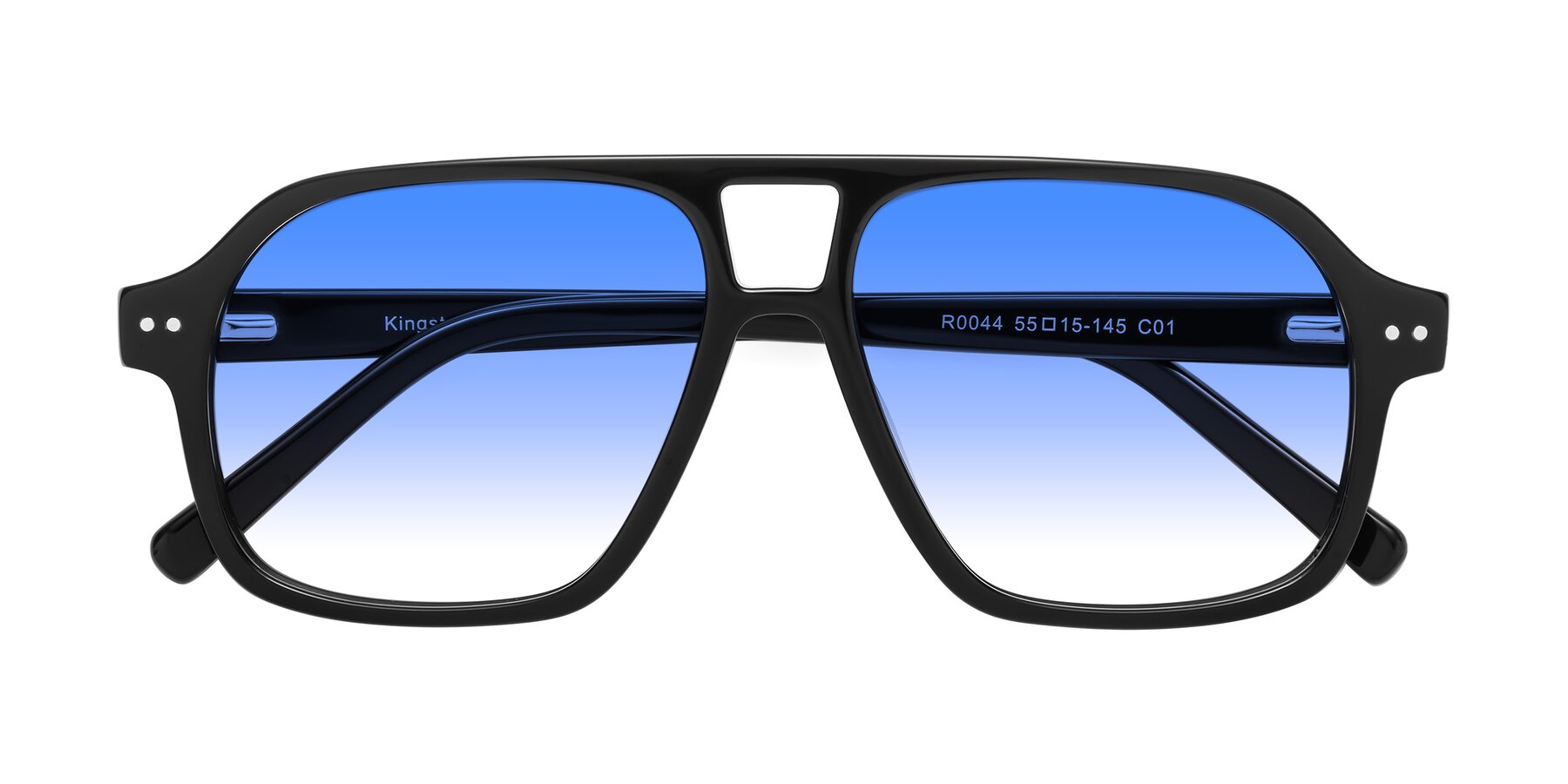 Folded Front of Kingston in Black with Blue Gradient Lenses