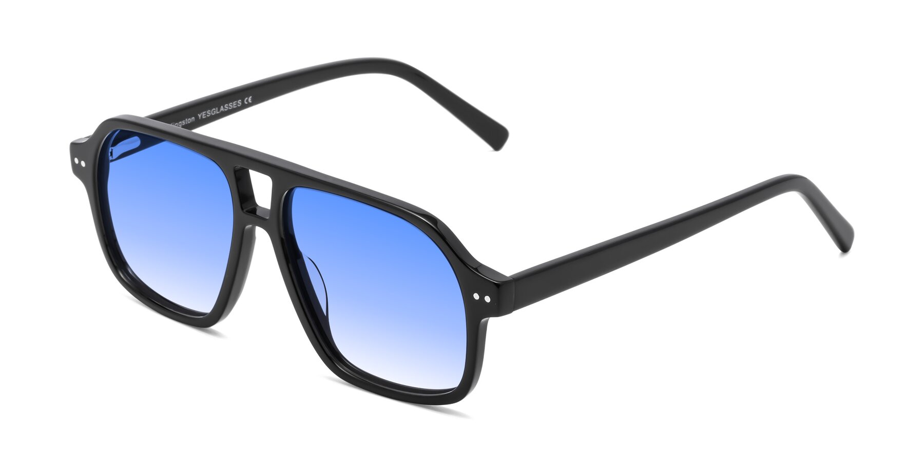 Angle of Kingston in Black with Blue Gradient Lenses